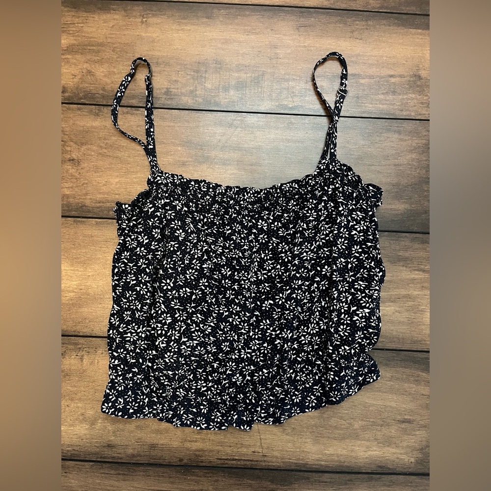 Blue floral hollister tank top